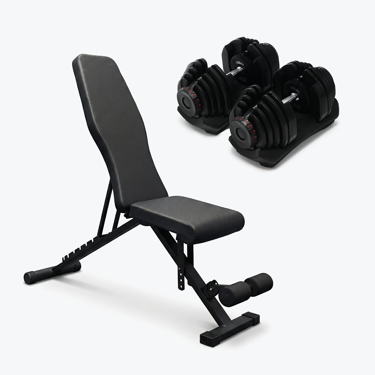 Bundle: Set of Dumbbells (10 - 90 lb) & Bench