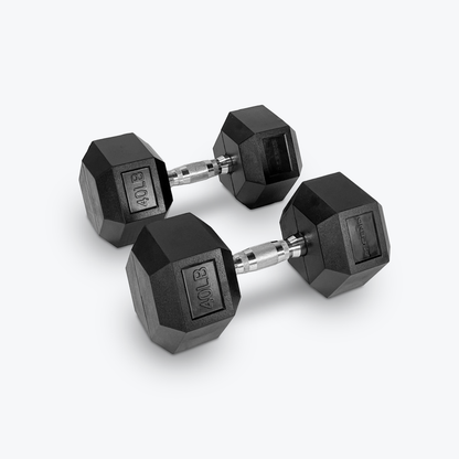 Haltères hexagonaux en caoutchouc Ascend – Paires (5 à 80 lb)
