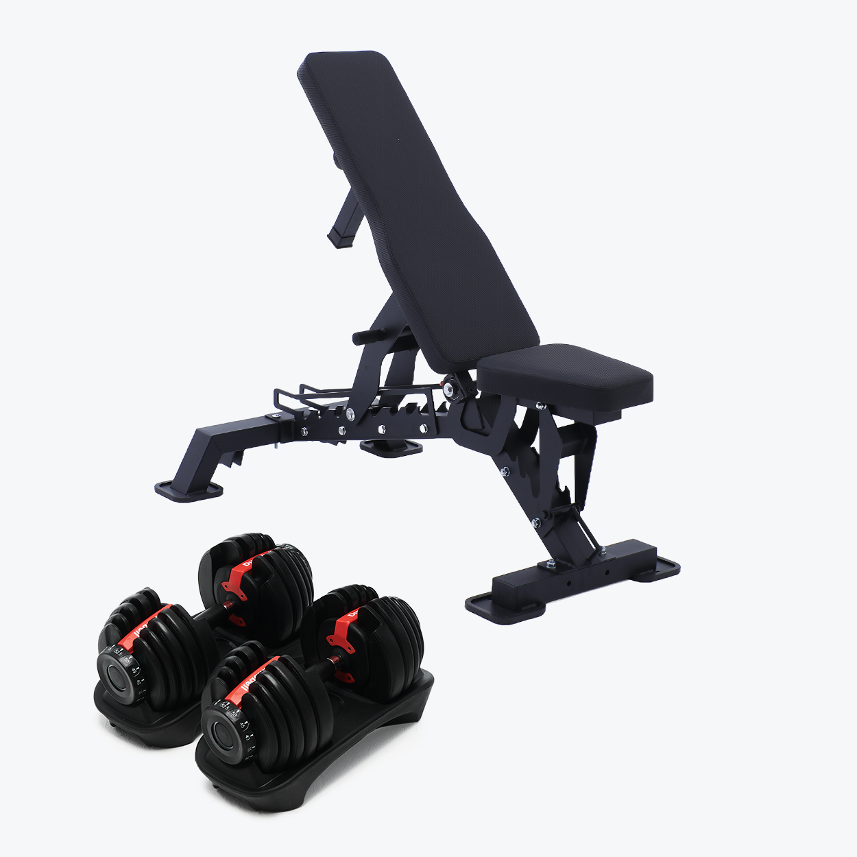 Bundle: Set of Dumbbells (5 - 52.5 lb) & Bench