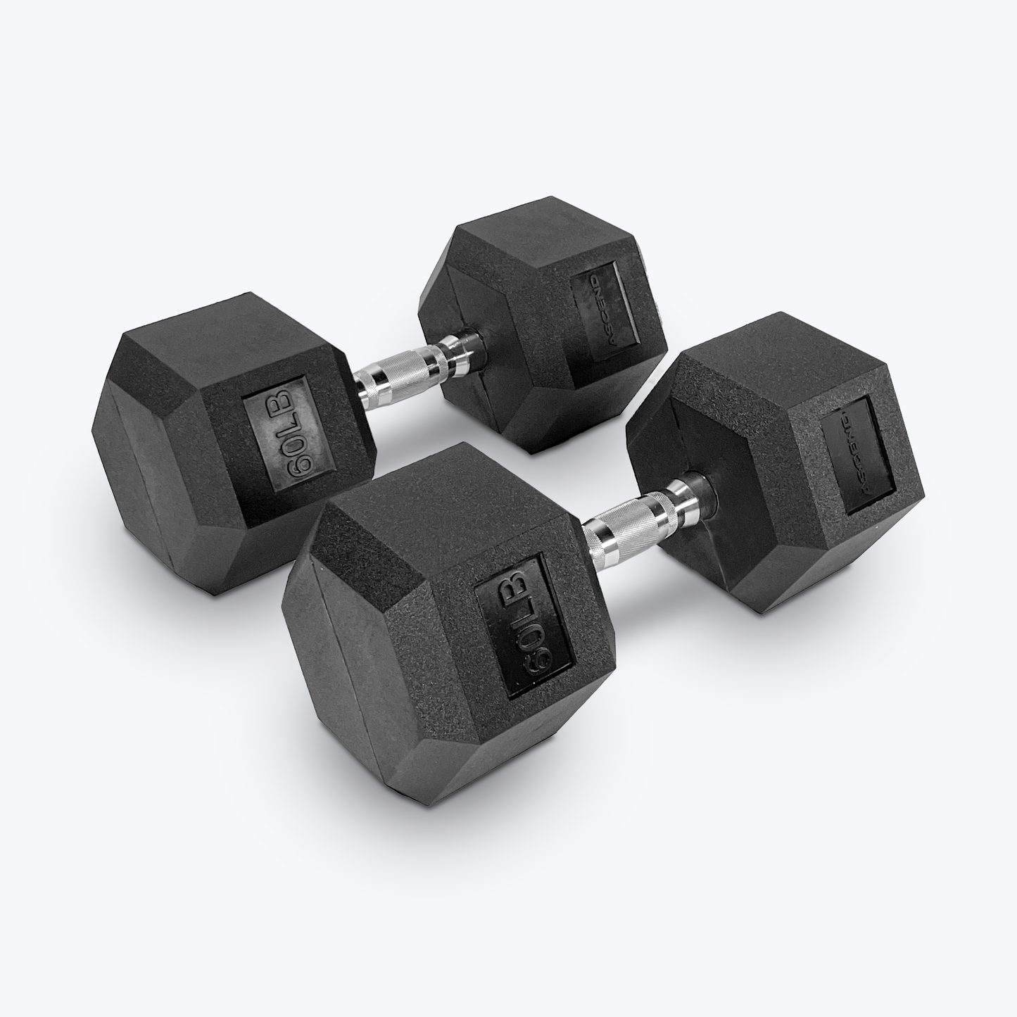 Ascend Rubber Hex Dumbbells - Pairs (5 to 80 lb)