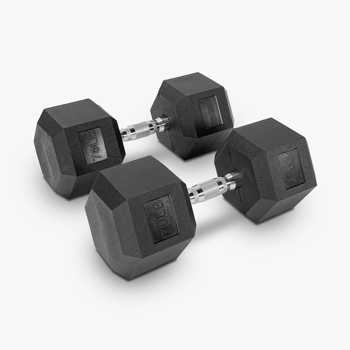 Ascend Rubber Hex Dumbbells - Pairs (5 to 80 lb)