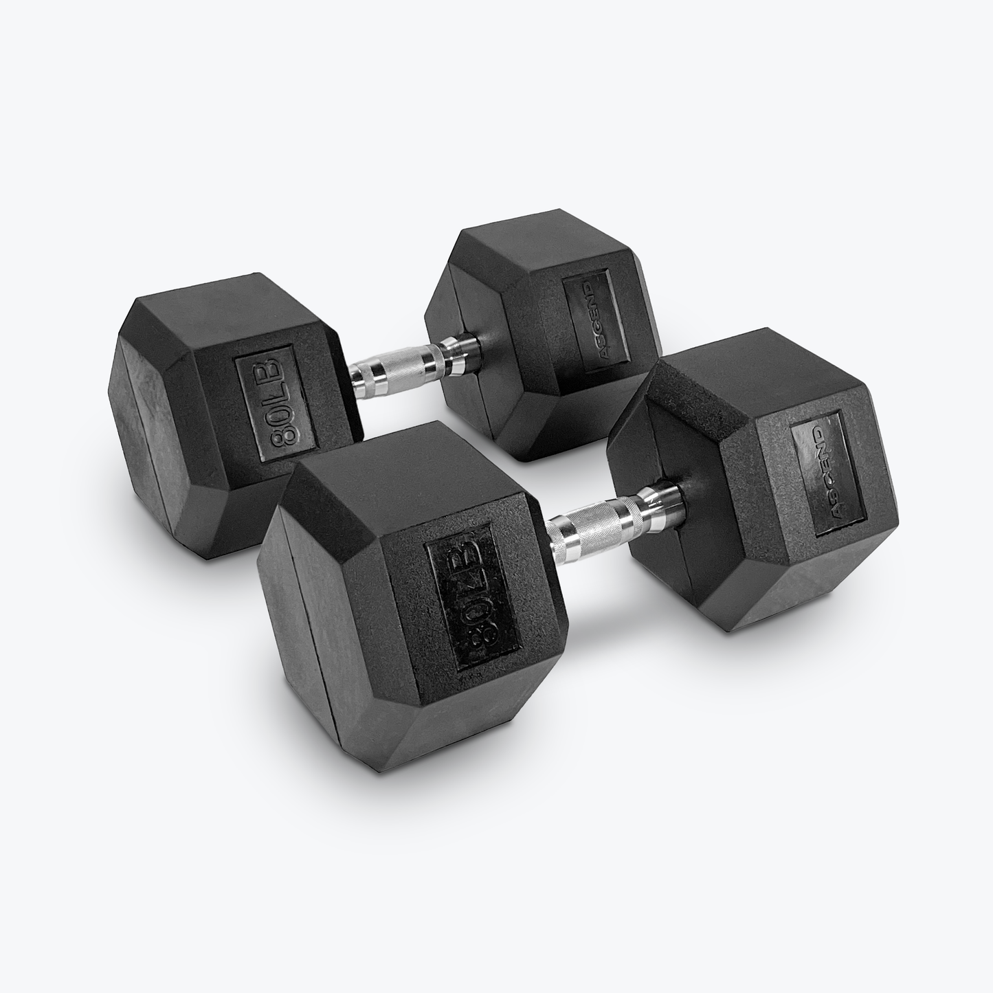 Ascend Rubber Hex Dumbbells - Pairs (5 to 80 lb)