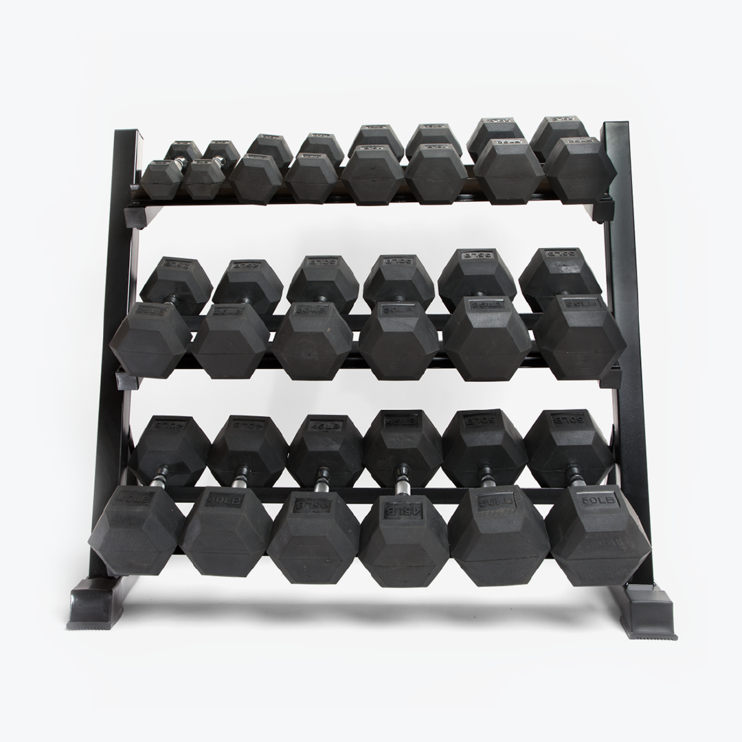Ascend Rubber Hex Dumbbells - Pairs (5 to 80 lb)
