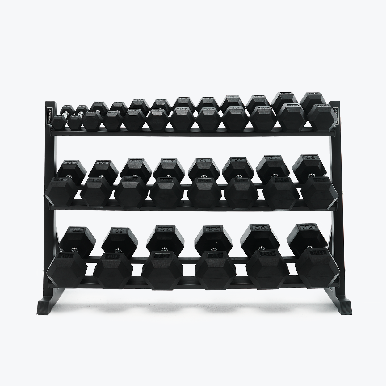 Hex Dumbbell Sets With Rack: 5-25, 5-50 & 5-80 lb