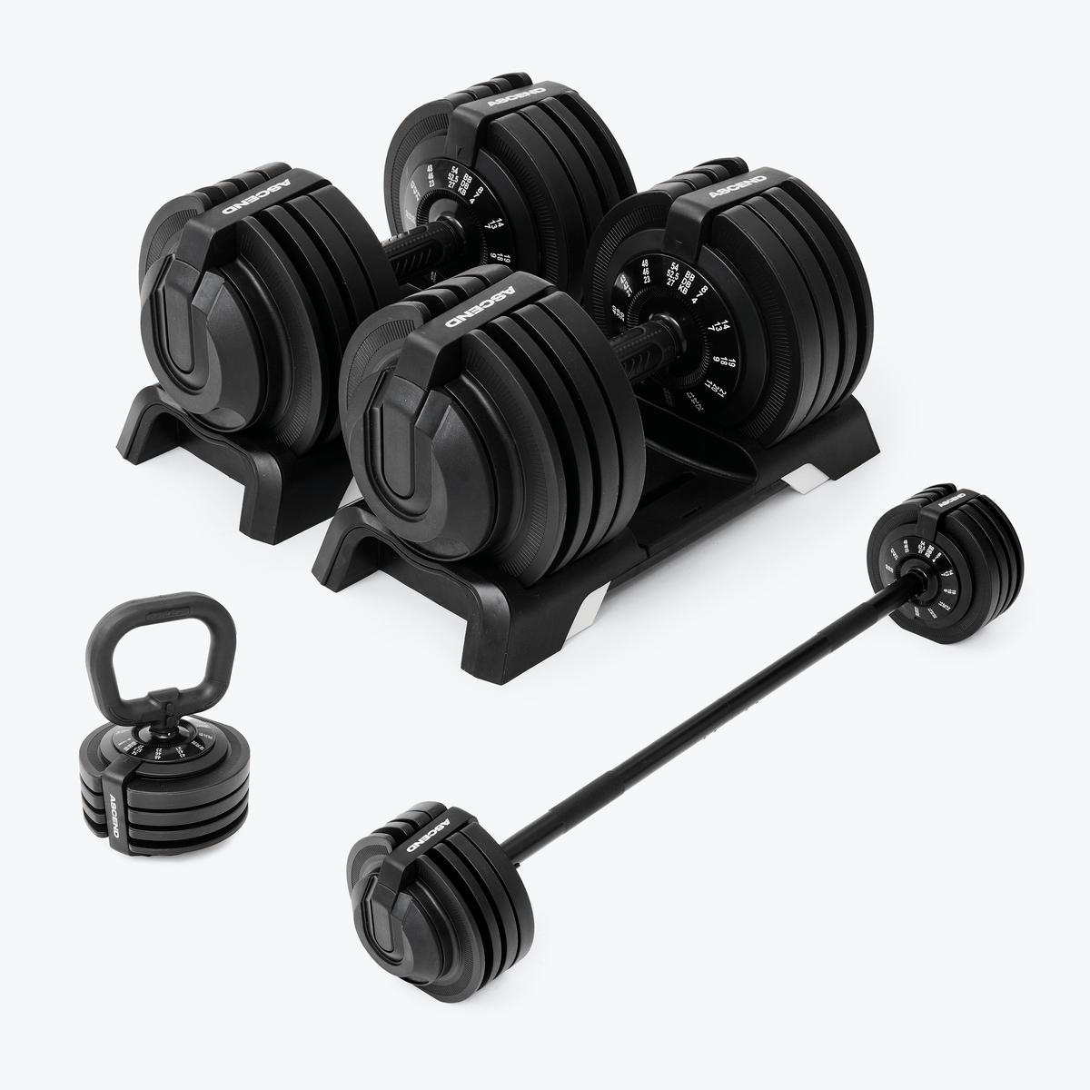 Bundle:  Ascend 3-in-1 Adjustable Dumbbells (7 to 52.5 lb) & Bench